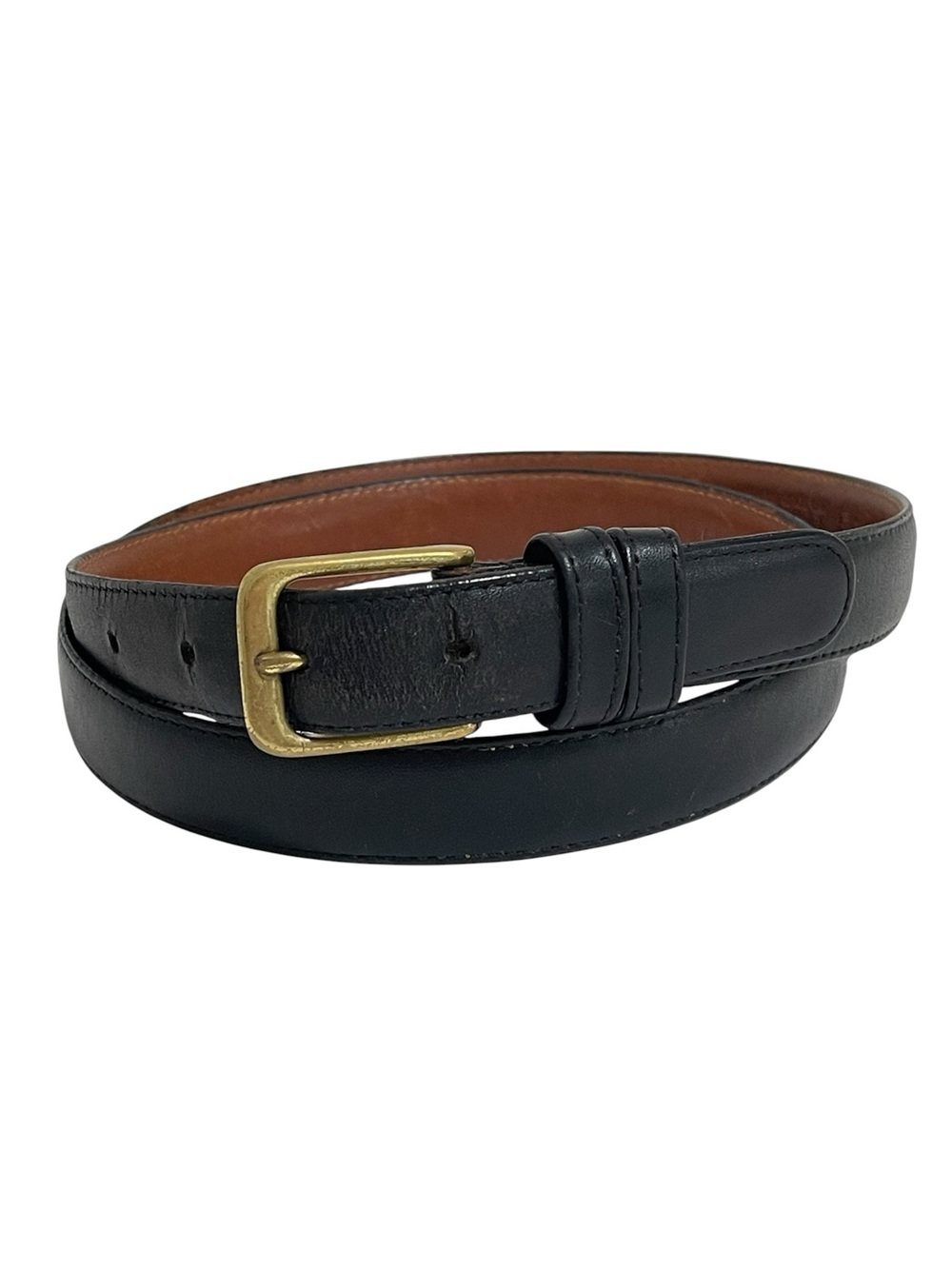 Vintage Coach USA Burnished Cowhide Black Leather Belt Solid Brass Buckle Men 38